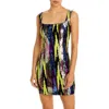 Aqua Ikat Womens Sequined Mini Bodycon Dress In Multi