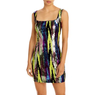 Aqua Ikat Womens Sequined Mini Bodycon Dress In Multi