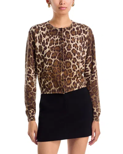 Aqua Ilana Leopard Print Crewneck Cardigan - Exclusive In Animal Print