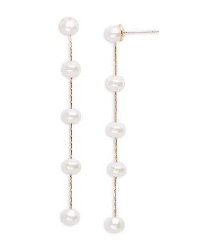 Aqua Imitation Pearl Drop Earrings - Exclusive In White/gold