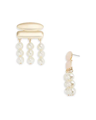 Aqua Imitation Pearl Earrings - Exclusive In White/gold