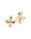 Aqua Imitation Pearl Flower Statement Stud Earrings - Exclusive In Gold