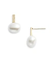 AQUA IMITATION PEARL PAVE EARRINGS - EXCLUSIVE