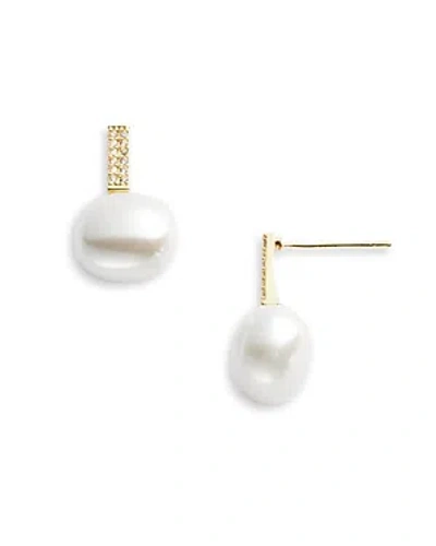 Aqua Imitation Pearl Pave Earrings - 100% Exclusive In Gold