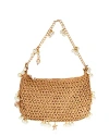 Aqua Seashell Raffia Shoulder Bag - Exclusive In Natural