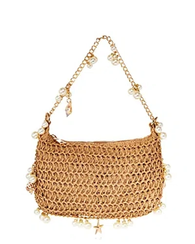 Aqua Seashell Raffia Shoulder Bag - 100% Exclusive In Natural