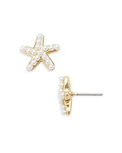 Aqua Imitation Pearl Star Stud Earrings In 14k Gold Plated - 100% Exclusive In White/gold