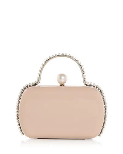 Aqua Imitation Pearl Trim Minaudiere Box Clutch - Exclusive