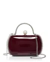 Aqua Imitation Pearl Trim Mini Clutch Crossbody - Exclusive In Bordeaux