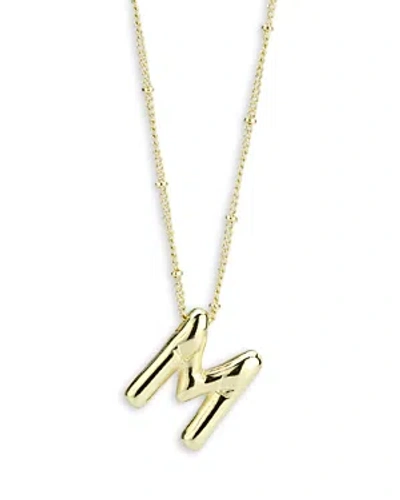 Aqua Initial Balloon Pendant Necklace, 16-19.5 In Gold