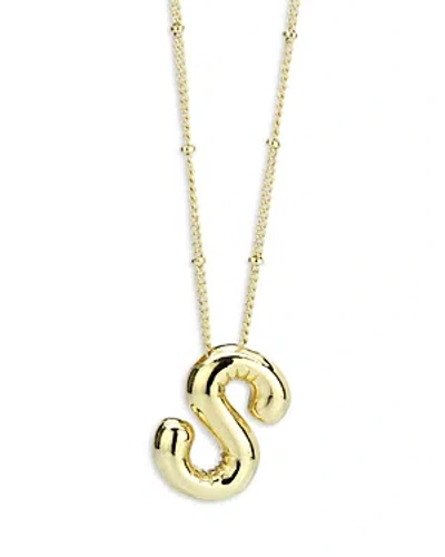 Aqua Initial Balloon Pendant Necklace, 16-19.5 In Gold