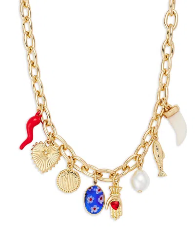 Aqua Italy Charm Necklace In 14k Gold Plated, 16 - Exclusive In Gold/multi