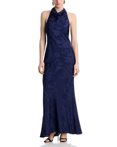 Aqua Jacquard Cowl Neck Dress - Exclusive In Multi