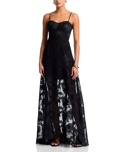 Aqua Jacquard Lace Up Dress - Exclusive In Black