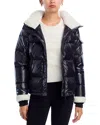Aqua Jane Gloss Puffer Jacket With Sherpa Trim - Exclusive In Blue