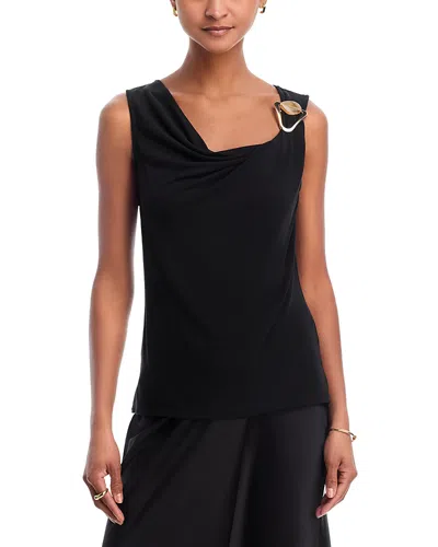 Aqua Jersey Hardware Sleeveless Top - Exclusive In Black