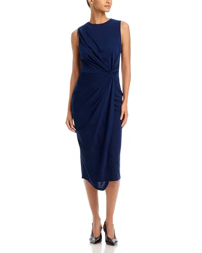 Aqua Jersey Knot Waist Midi Dress - Exclusive In Blue