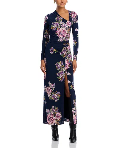 Aqua Jersey Midi Dress - Exclusive In Navy Floral