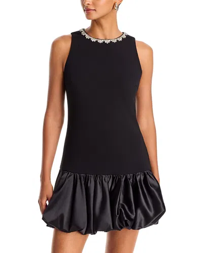 Aqua Jewel Sleeveless Bubble Mini Dress - Exclusive In Black
