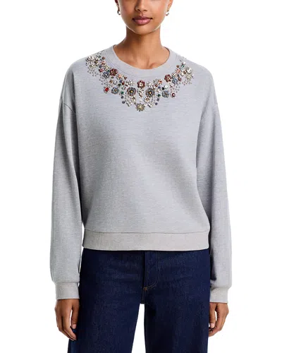 Aqua Juliana Embellished Crewneck Sweatshirt - Exclusive In Multi