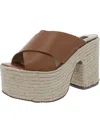 Aqua July Womens Leather Platform Block Heels In Multi