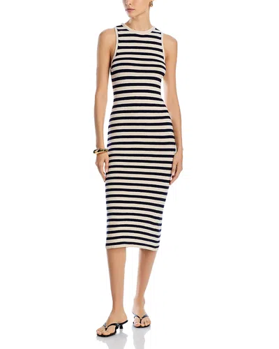 Aqua Knit Stripe Sleeveless Midi Dress - Exclusive In Navy/white