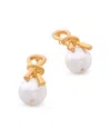 Aqua Knot & Imitation Pearl Earrings - Exclusive In Gold