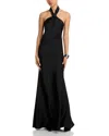 Aqua Knot Halter Gown - Exclusive In Black