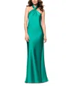Aqua Knot Halter Gown - Exclusive In Emerald