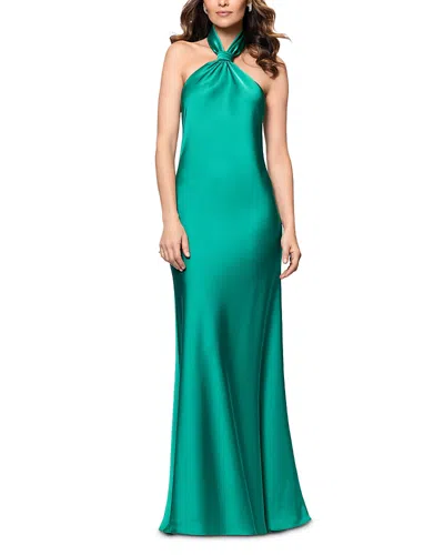 Aqua Knot Halter Gown - Exclusive In Emerald