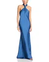 Aqua Knot Halter Gown - Exclusive In Slate