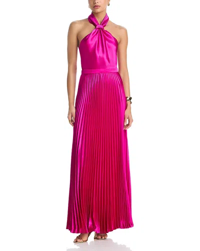 Aqua Knot Neck Charmeuse Dress - Exclusive In Pink
