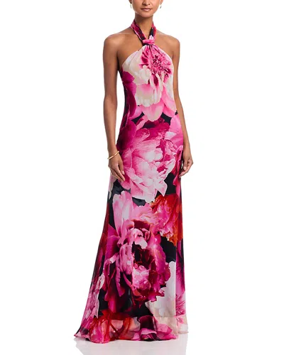 Aqua Knot Neck Chiffon Dress - Exclusive In Pink