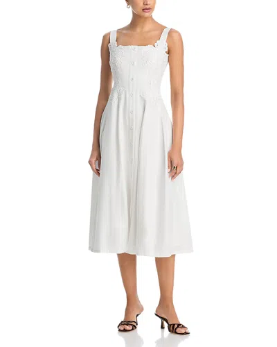 Aqua Lace Applique Midi Dress - Exclusive In White