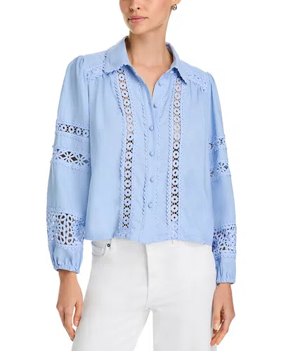 Aqua Lace Button Up Shirt - Exclusive In Ice Blue