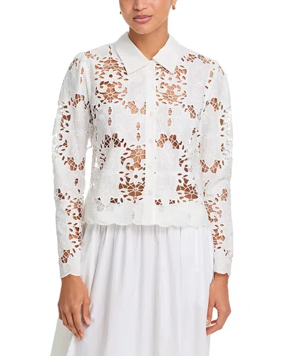 Aqua Lace Crop Long Sleeve Blouse - Exclusive In White