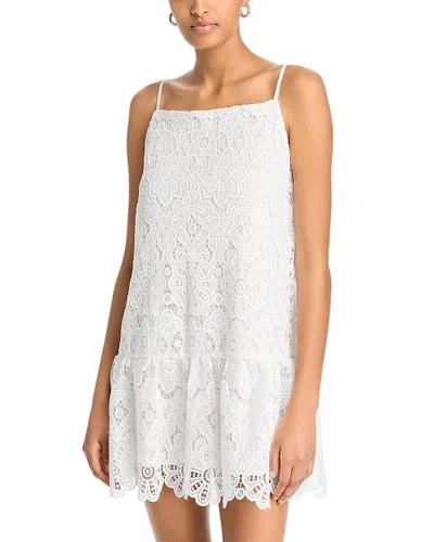 Aqua Lace Drop Waist Mini Dress - Exclusive In White