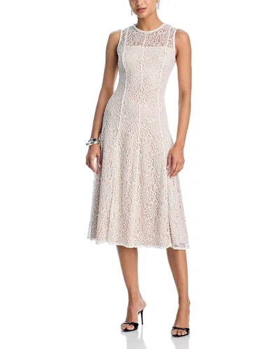 Aqua Lace Faux Pearl Trim Midi Dress - Exclusive In White