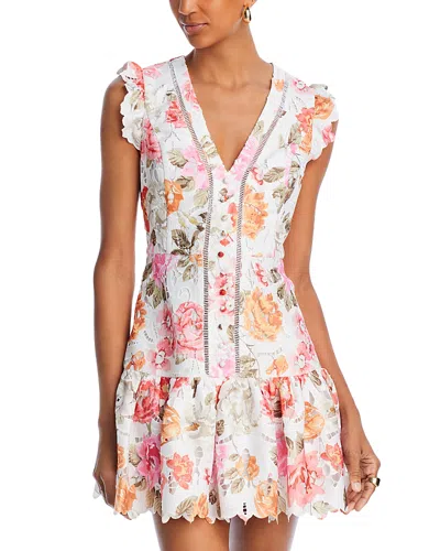 Aqua Lace Floral Dress - Exclusive In Pink