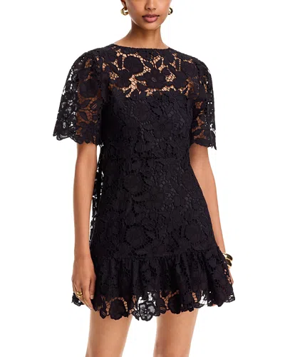 Aqua Lace Flounce Mini Dress - Exclusive In Black