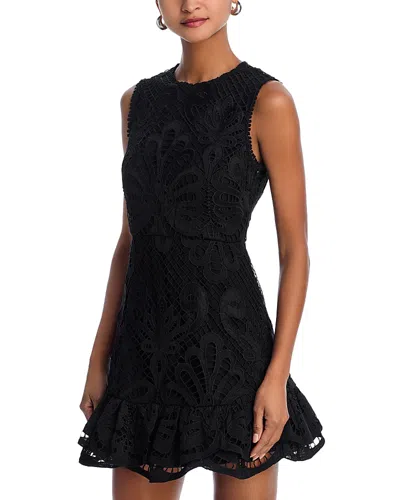 Aqua Lace Flounce Sleeveless Dress - Exclusive In Black