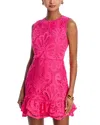 Aqua Lace Flounce Sleeveless Dress - Exclusive In Hyper Pink