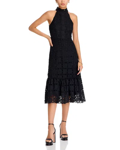 Aqua Lace Halter Midi Dress - Exclusive In Black
