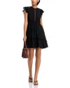 Aqua Lace Inset Flutter Mini Dress- Exclusive