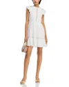 Aqua Lace Inset Flutter Mini Dress- Exclusive In White