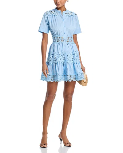 Aqua Lace Inset Poplin Shirt Dress - Exclusive