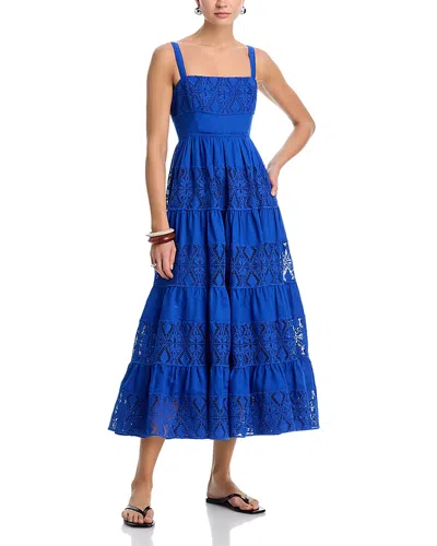 Aqua Lace Inset Tier Midi Dress - Exclusive In Blue