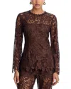 Aqua Lace Long Sleeved Tunic Top - Exclusive In Brown