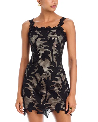 Aqua Lace Mini Dress - Exclusive In Black
