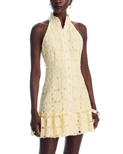 Aqua Lace Mini Shirt Dress - Exclusive In Yellow